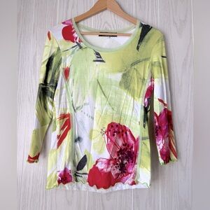 Lior Paris Multicolor Floral Print Stretchy Blouse Top Size Large EUC